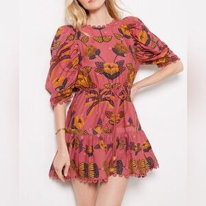 Farm Rio Living Bloom Blush Short Sleeve Mini Dress